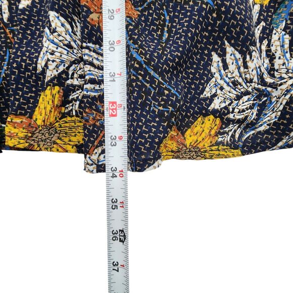 California Moon Rise Dress Fall Floral Bow Neck Blue Mini Nomad Art House Small - Picture 9 of 12